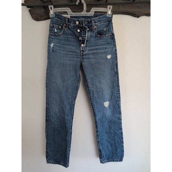 Levi's Denim - Levi’s 501 Original Crop Distressed Button Fly Jeans - Size 23x26